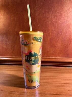 Starbucks 2024 Discovery Series Florida Tumbler 24oz Cold Cup Yellow Green Straw